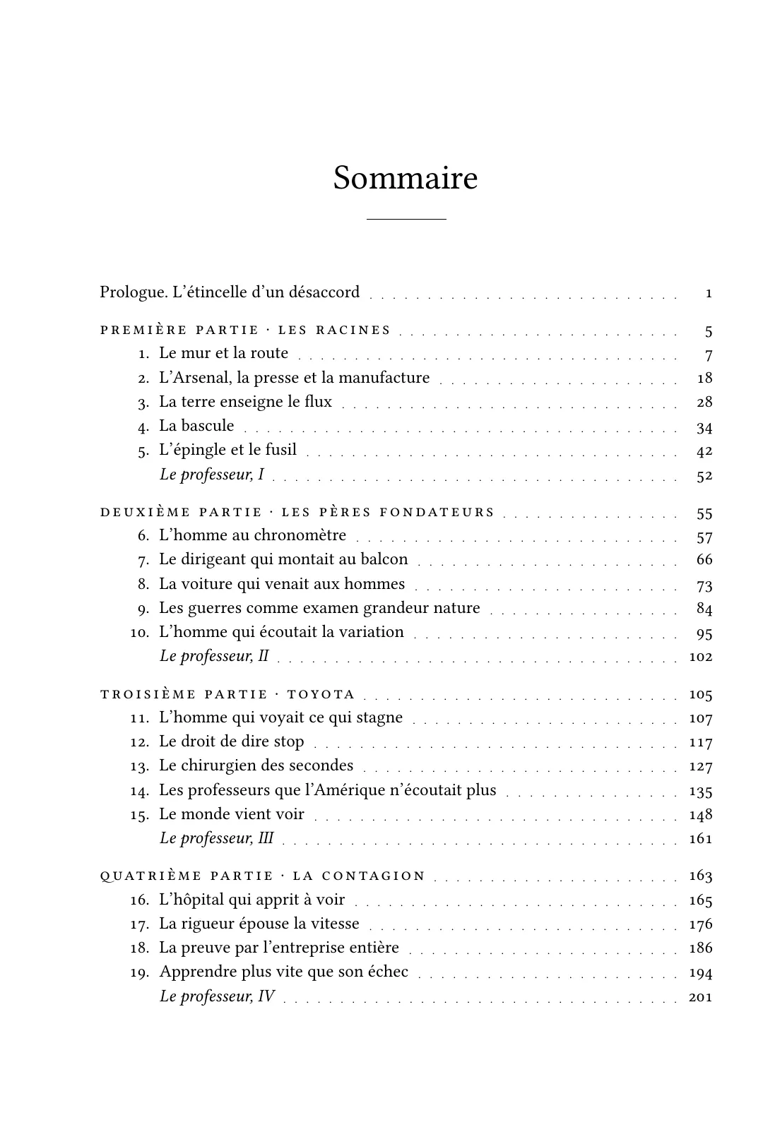 Sommaire, parties 1 à 4